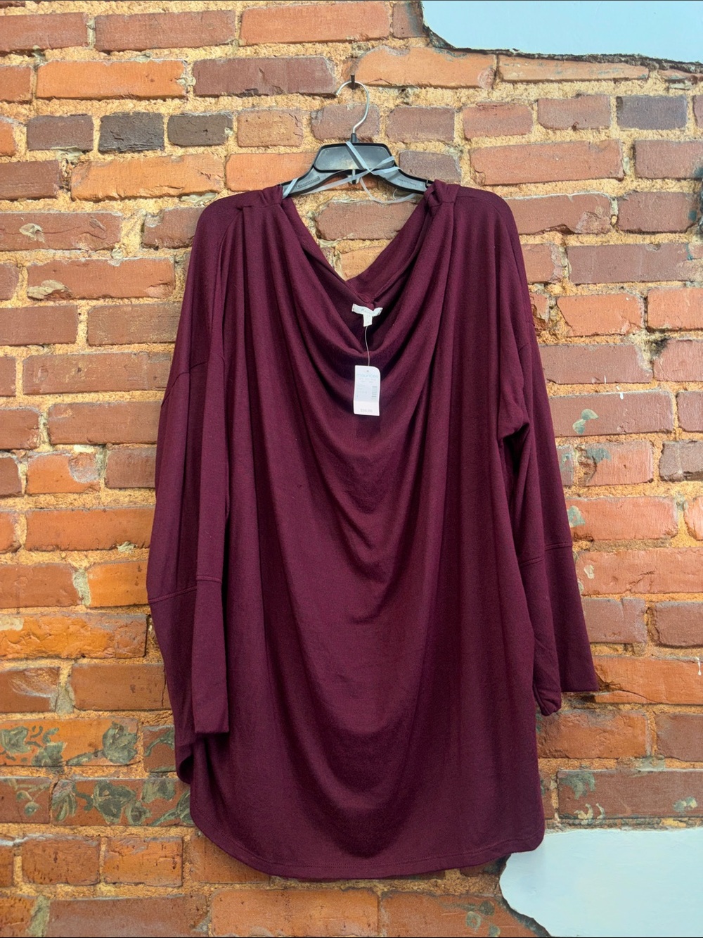 Maurice’s Plus Draped Cowl Neck Tunic Top - Deep Wine Size 4X NWT